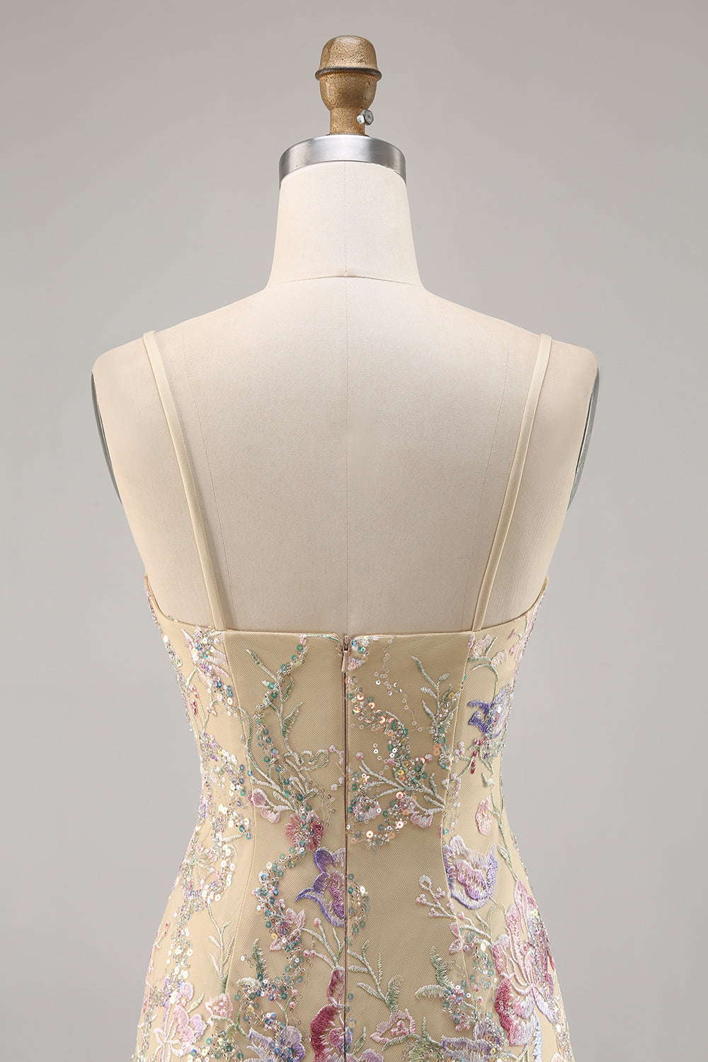 Apricot Floral Tight Short Embroidered Sparkly Homecoming Dress with Sequins