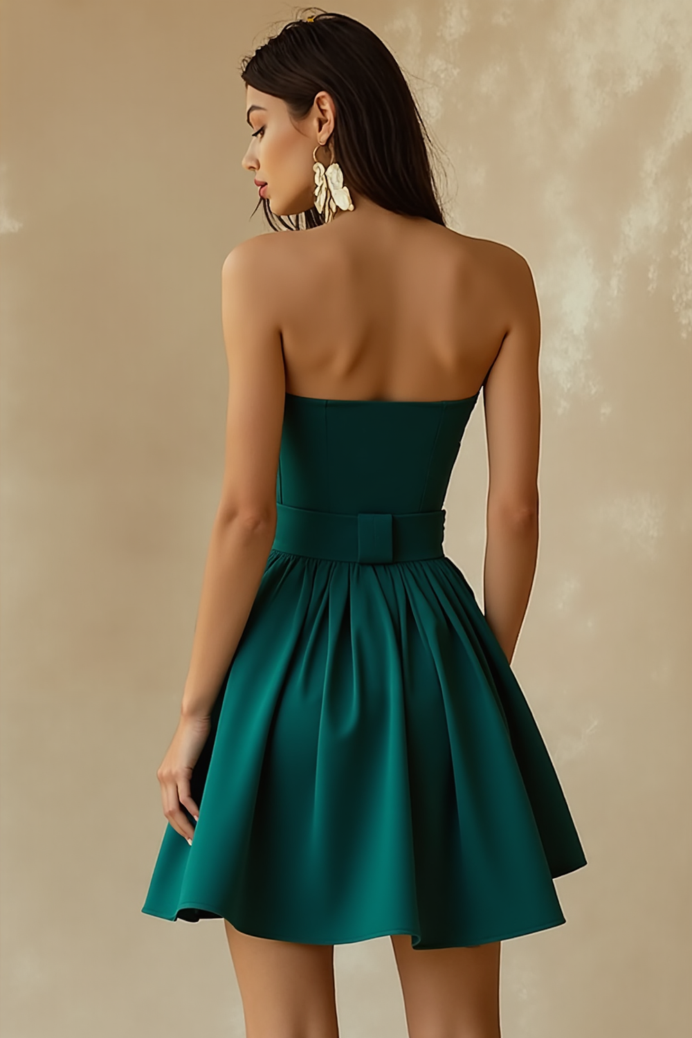 Emerald Green A Line Sweetheart Short Cocktail Dress with Bow